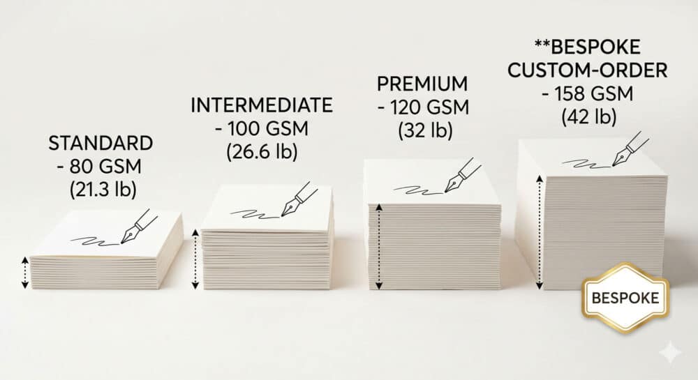 Comparison of 100g vs 158g wood-free paper thickness for custom notebook manufacturing